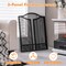 3-Panel Black Steel Fireplace Screen Decorative Spark Guard